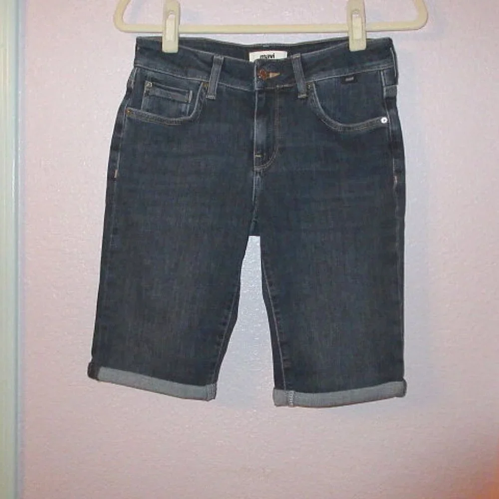 Mavi Womens Karly Denim Jean Shorts Size 27 Stretch Cuffed Dark Wash Mid Rise